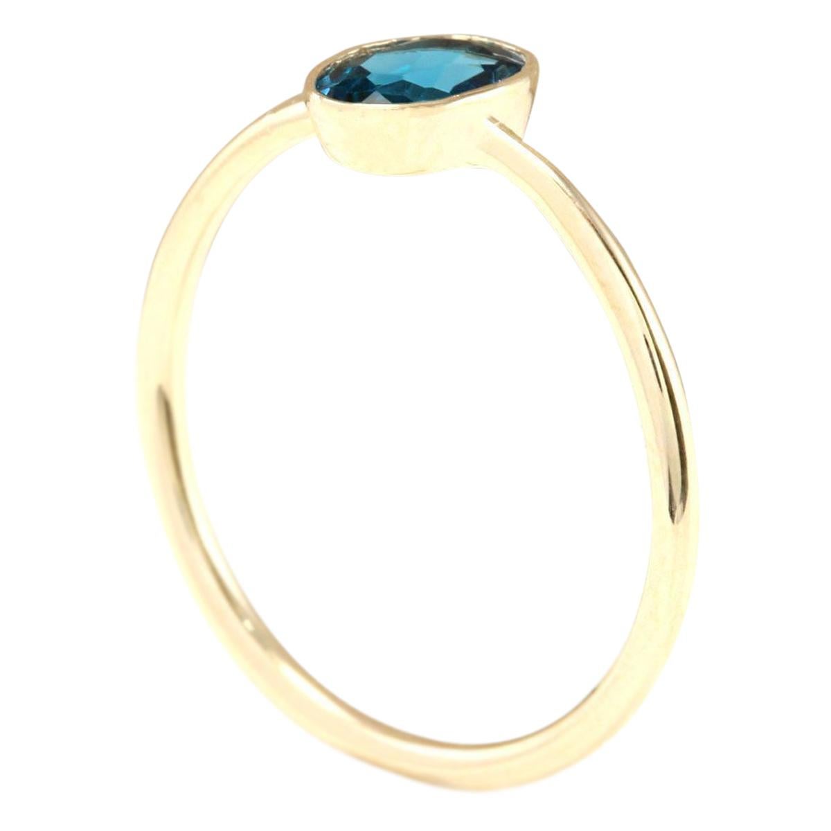 Modern Delicate Natural Topaz Ring In 14 Karat Yellow Gold  For Sale