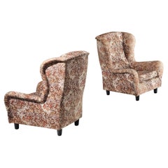 Delicate Pair of Lounge Chairs in Floral Upholstery 