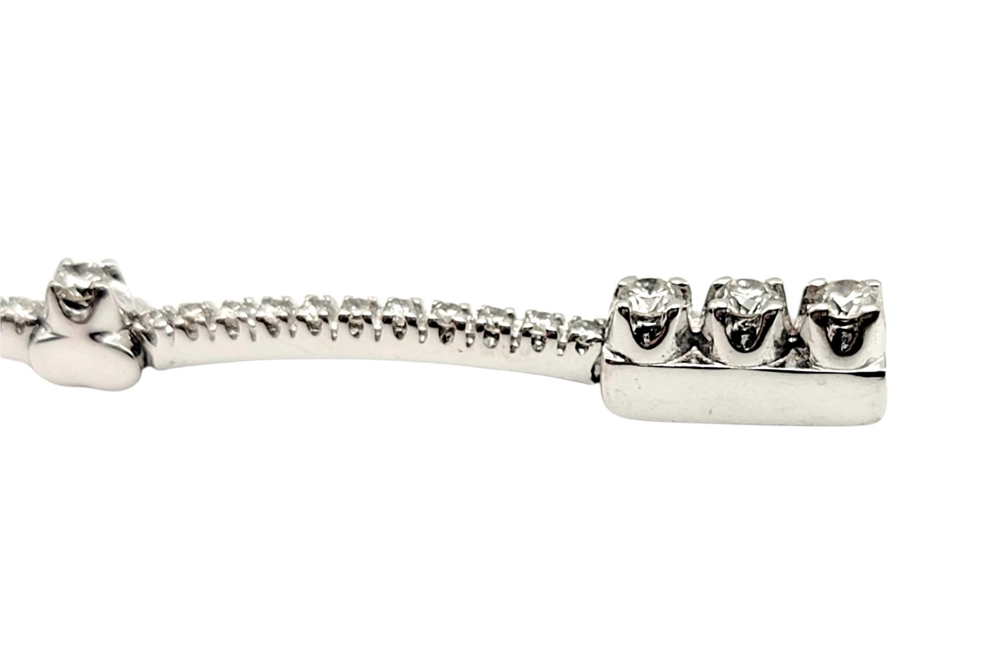 Contemporary Delicate Pave Round Diamond Station Link Bracelet in 18 Karat White Gold For Sale