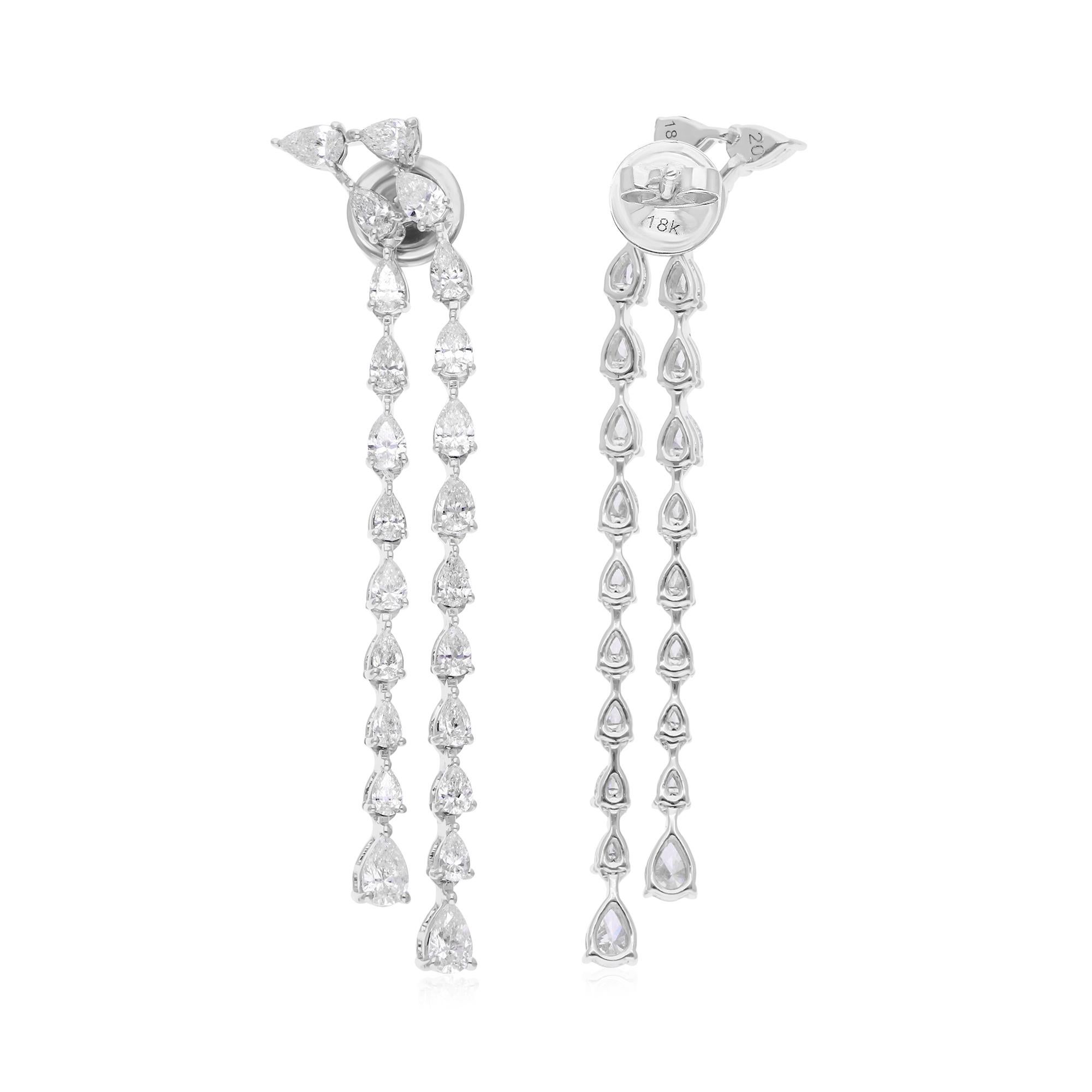 Delicate Pear Cut 3.06Ct Diamond Dangle Drop Earrings For Wife 14K Solid Gold In condizioni Nuovo in vendita a Diera, Dubai