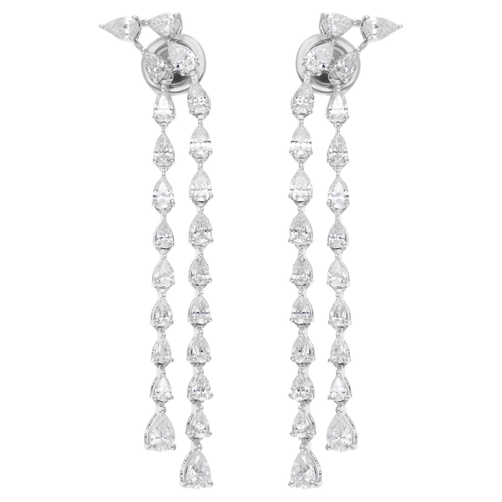 Delicate Pear Cut 3.06Ct Diamond Dangle Drop Earrings For Wife 14K Solid Gold in vendita