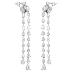 Delicate Pear Cut 3.06Ct Diamond Dangle Drop Earrings For Wife 18K Solid Gold