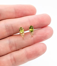 Zarte Peridot & Diamant Ohrringe mit Schraubverschluss aus 9k Gelbgold