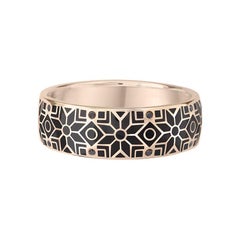 Delicate Precious Diamond Enamel Yellow Gold Ring