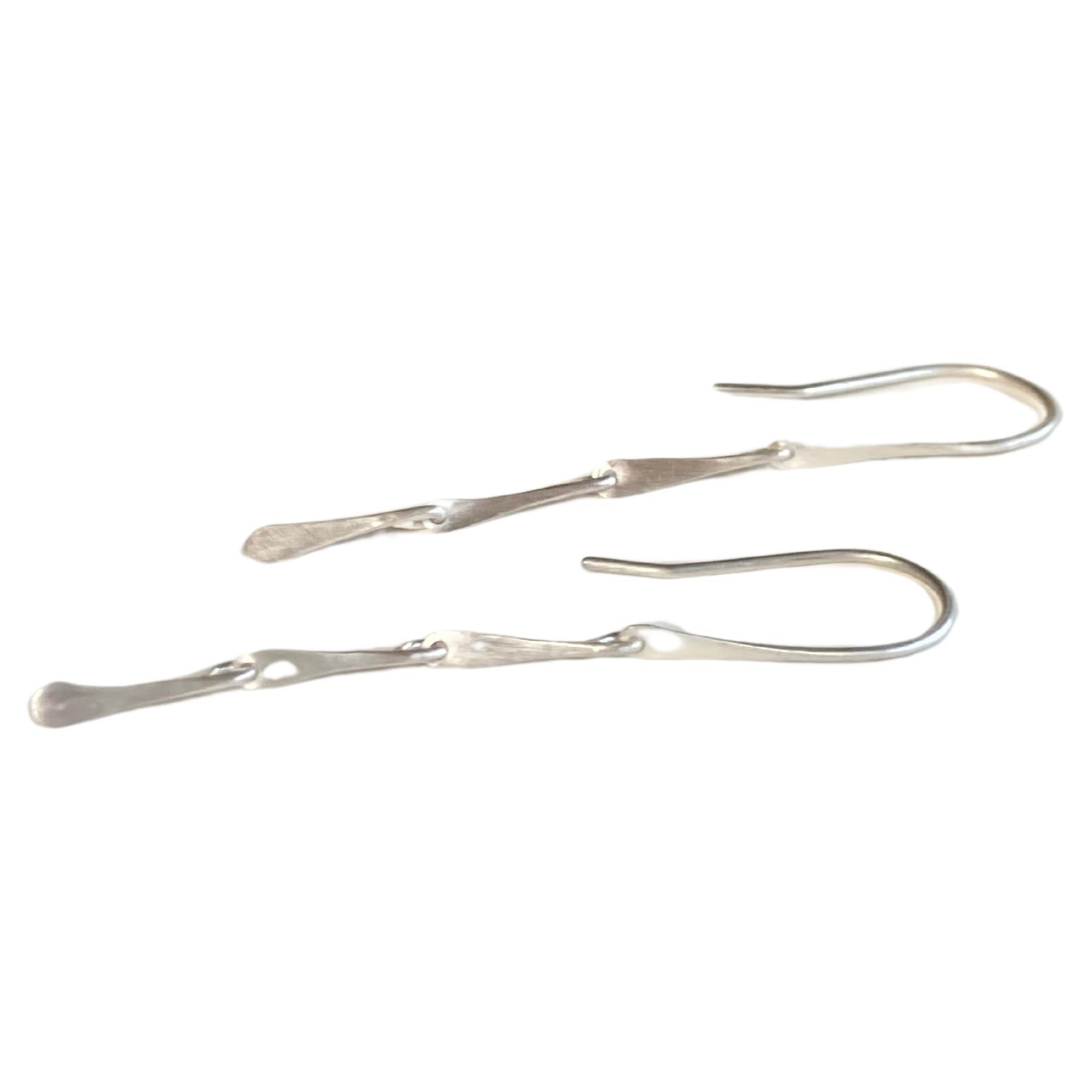Delicate Recycled sterling silver Tarsus earrings- Shorter length For Sale
