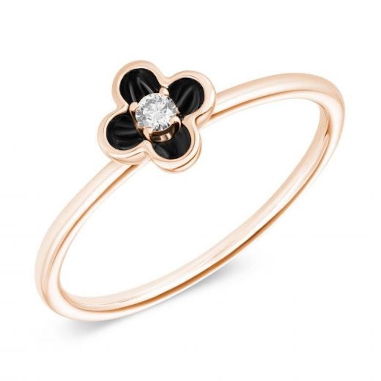 For Sale:  Delicate Rose Gold White Diamond Flower Ring for Her 3