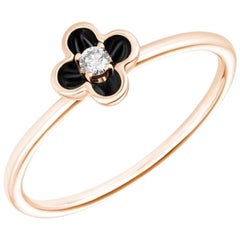 Delicate Rose Gold White Diamond Flower Ring for Her