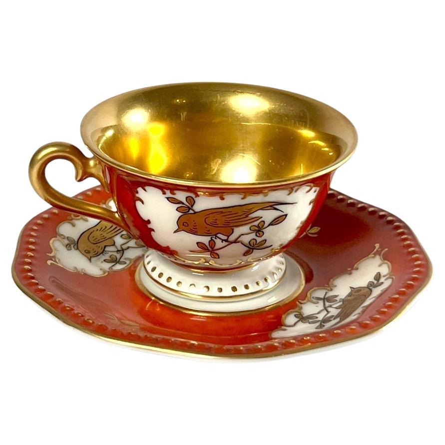 Délicate tasse et soucoupe en porcelaine bavaroise de Rosenthal - milieu du 20e siècle