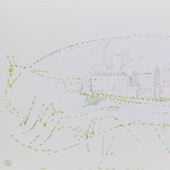 Delicato disegno a colori puntinista firmato di Dora Maar, circa 1960