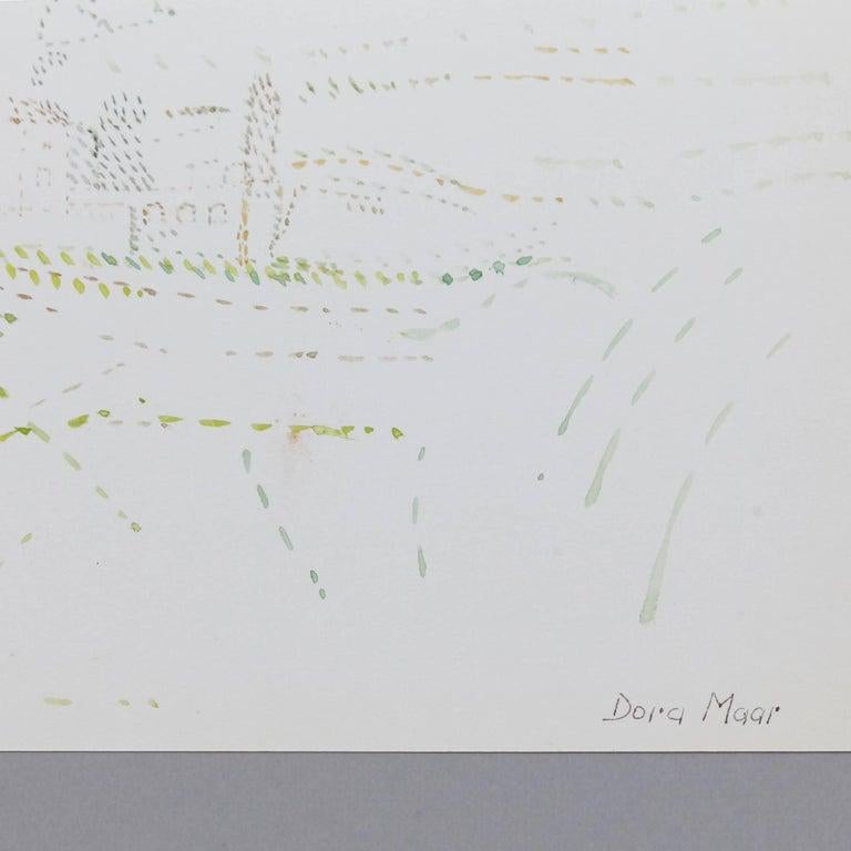 Mid-Century Modern Delicate Signed Pointillist Color Drawing by Dora Maar, circa 1960 For Sale