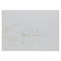 Delicato disegno a colori puntinista firmato di Dora Maar, circa 1960
