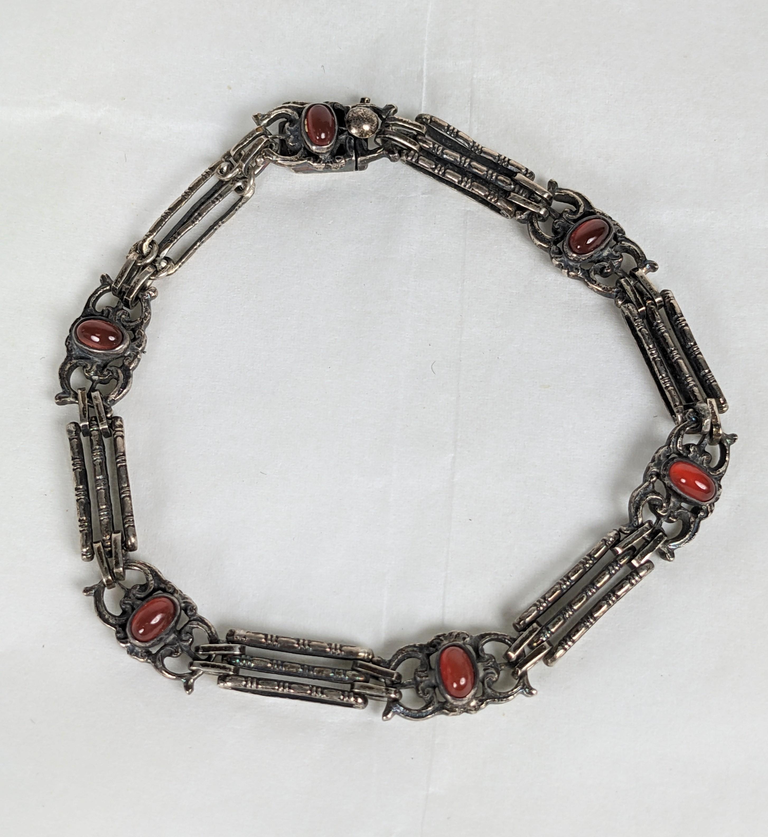 Delicate Silver and Carnelian Bracelet, 1920's Germany In Good Condition For Sale In New York, NY