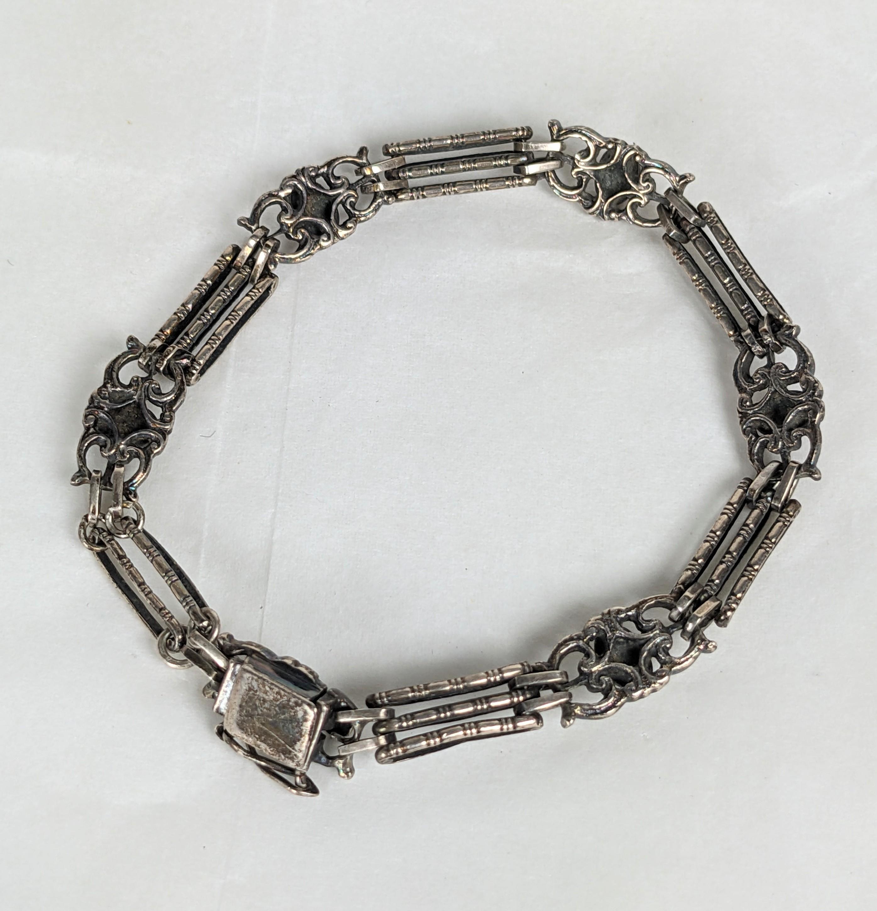 Women's or Men's Delicate Silver and Carnelian Bracelet, 1920's Germany For Sale