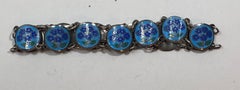 Delicate Sterling Silver With Floral Enamel Link Bracelet