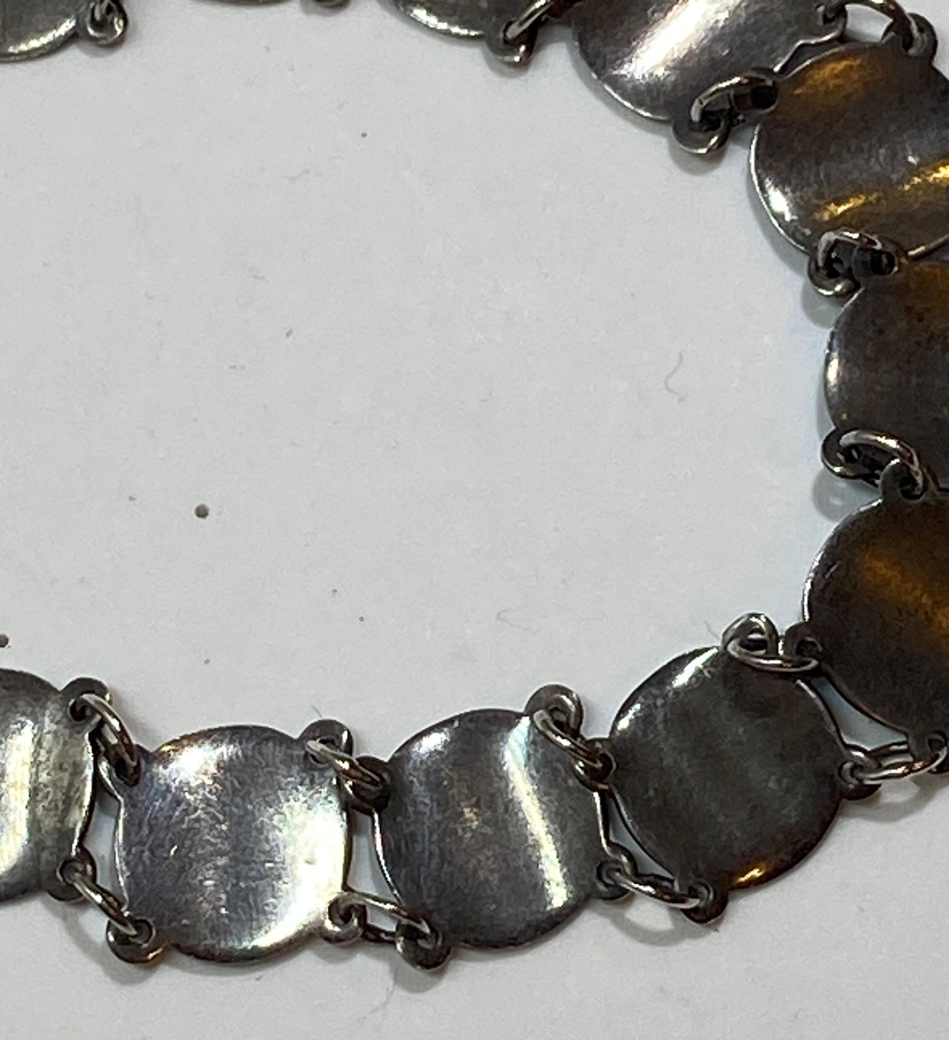 Women's or Men's Delicate Sterling Silver With Floral Enamel Link Bracelet For Sale
