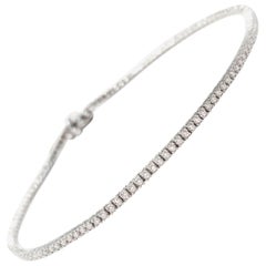 Superfine Delicate Thin Diamond Tennis Bracelet in 18 Karat White Gold