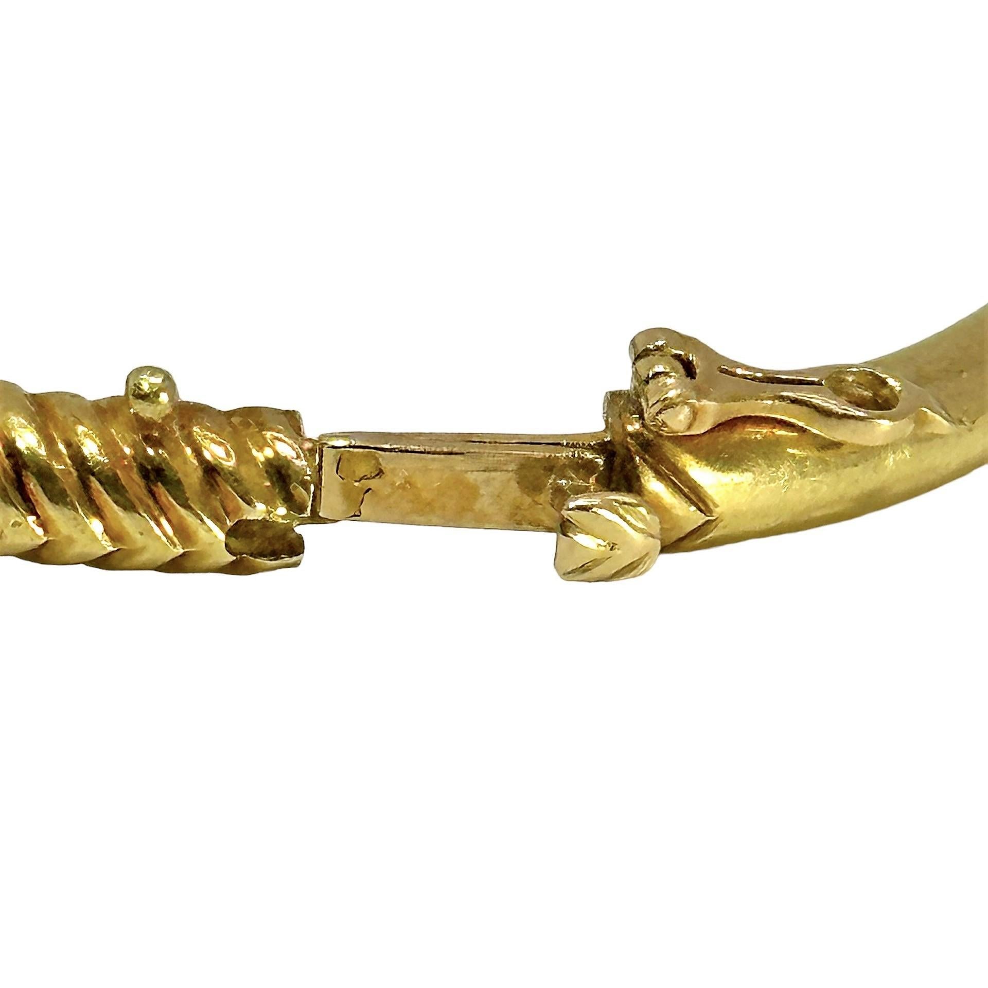Women's Delicate Vintage French Mid-20th Century 18k Gold and Diamond Bangle Bracelet