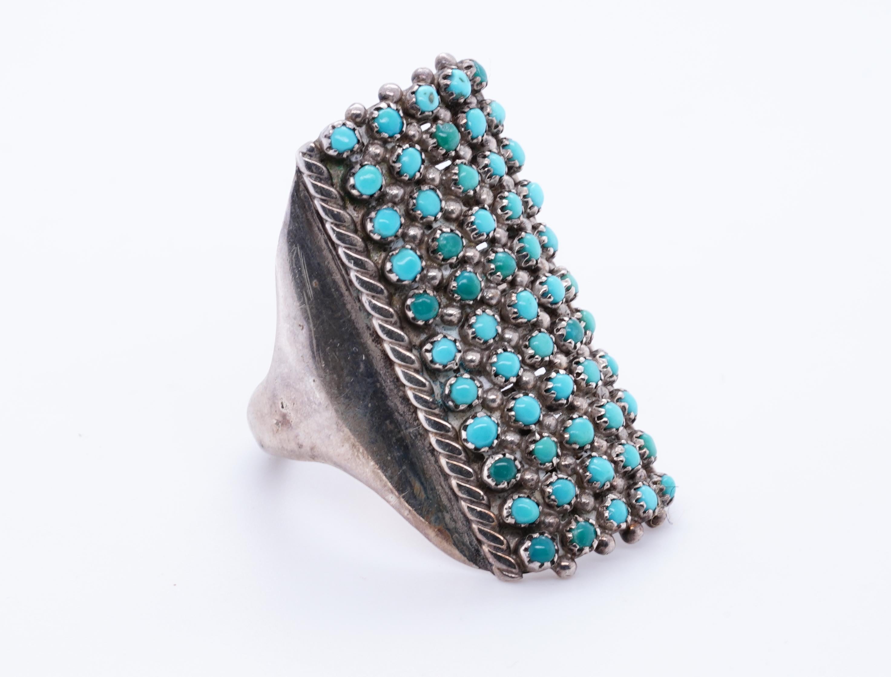Zarter, Vintage Navajo Sterling mit blauem Türkis Ring, Indigene Kunst (Nord-/Südamerika) für Damen oder Herren