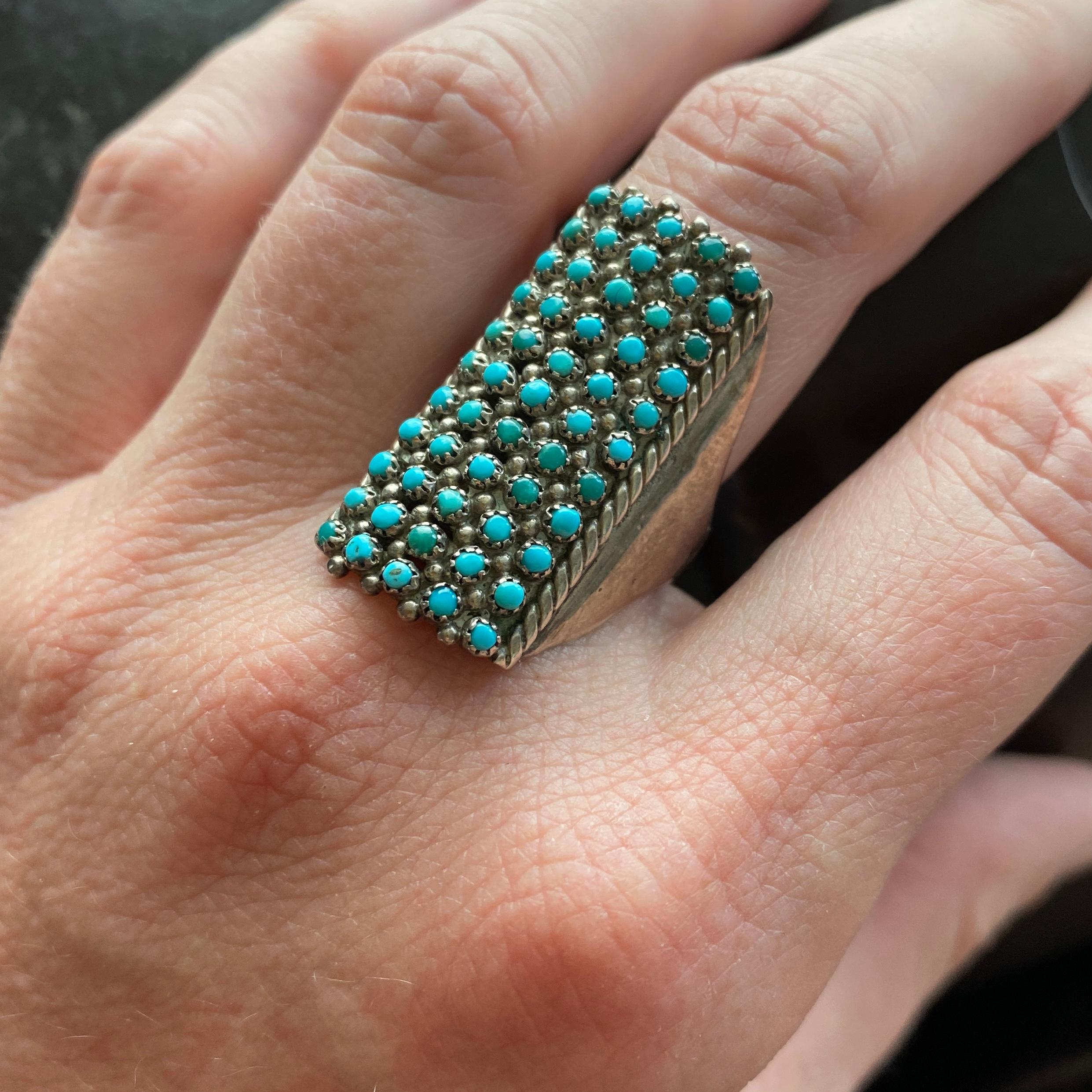 Zarter, Vintage Navajo Sterling mit blauem Türkis Ring, Indigene Kunst (Nord-/Südamerika) 1