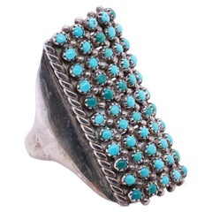 Delicate bague amérindienne vintage Navajo en argent sterling avec turquoise bleue