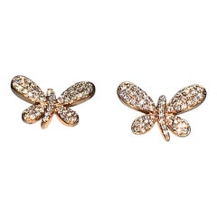 White Diamond, Rose Gold, Dragonfly Earrings