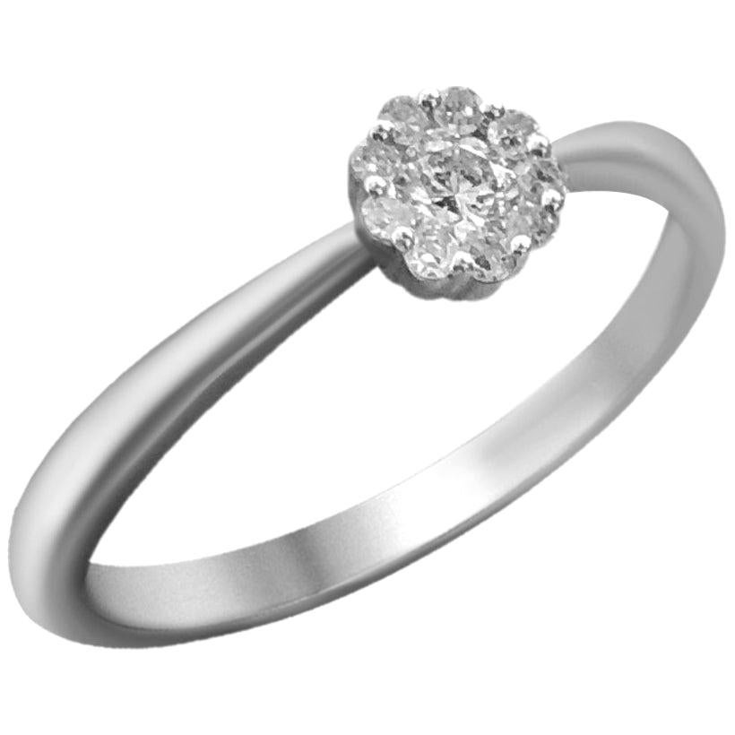 For Sale:  Delicate White Gold White Diamond Engagement Wedding Ring