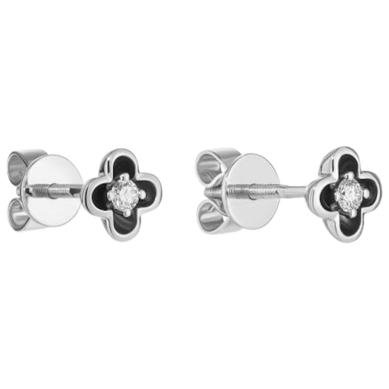 Delicate White Gold White Diamond Stud Earrings for Her