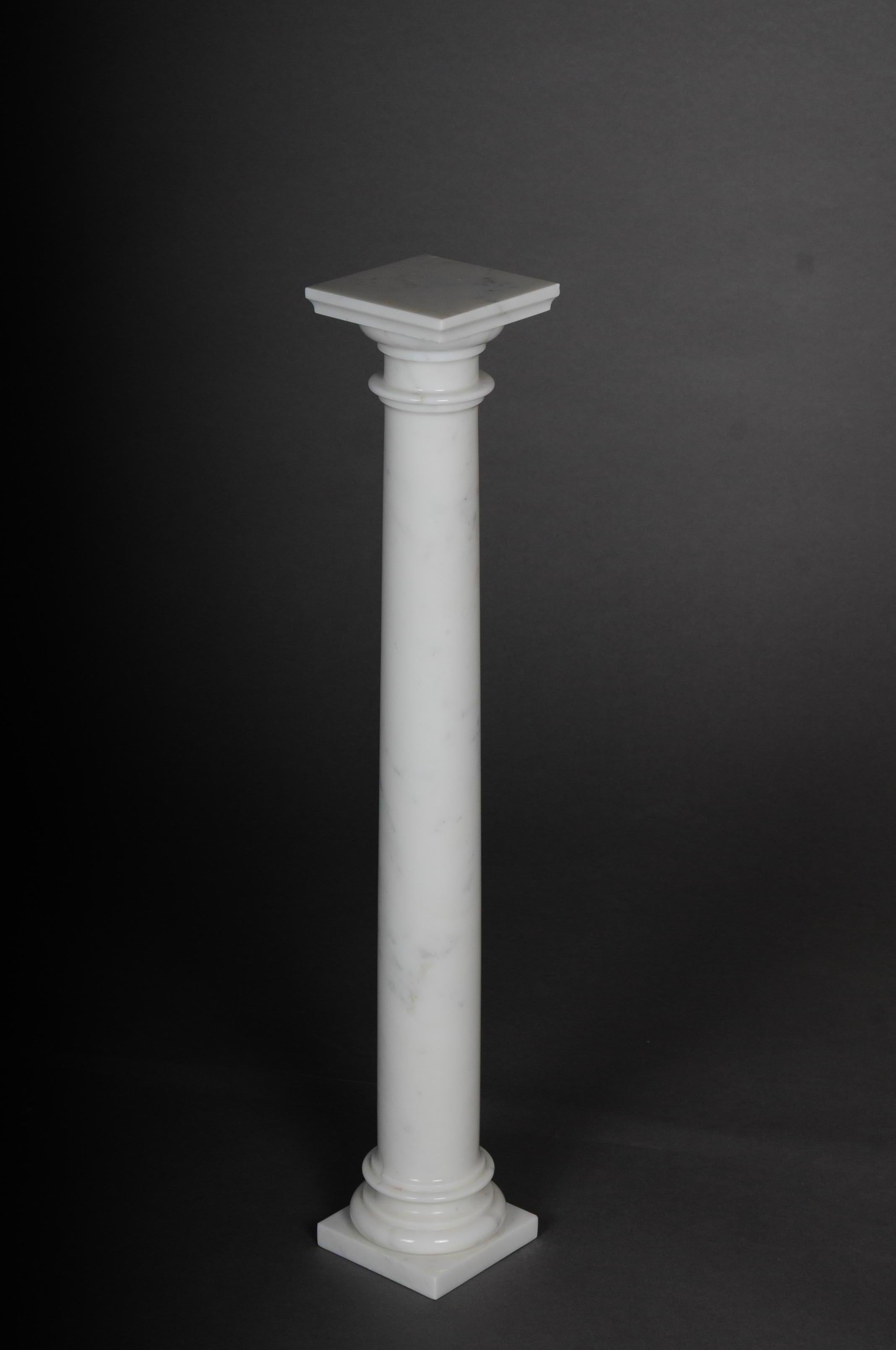 Italian Delicate White Marble Column, 20th Century For Sale