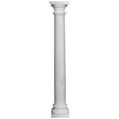 Delicate White Marble Column, 20th Century