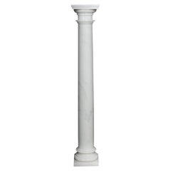 Delicate White Marble Column, 20th Century