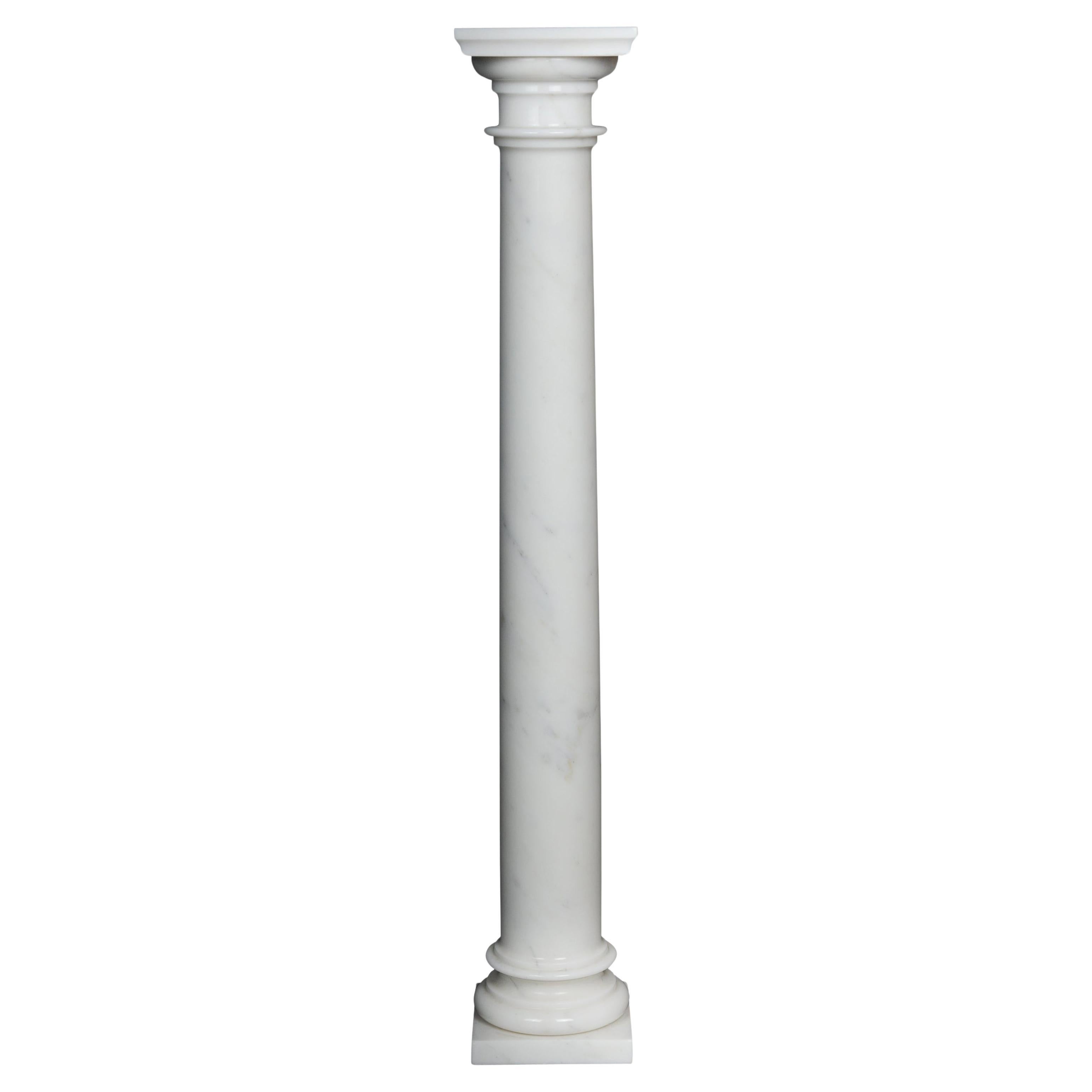 Delicate White Marble Column, 20th Century