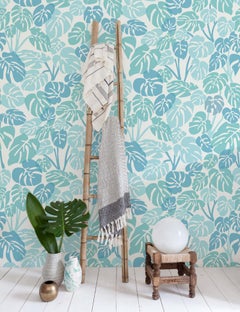 Deliciosa Designer Wallpaper in Powder 'Blues, Turquoise and White'