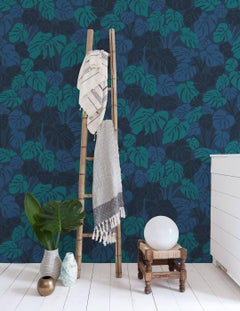 Deliciosa Designer Wallpaper in Moonlight 'Teal, Blue, Navy and Cobalt'