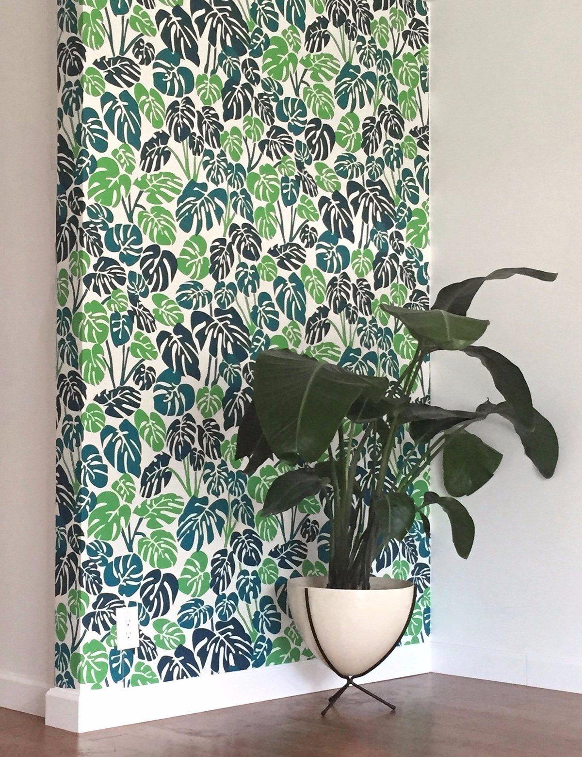 Papier peint de créateur Deliciosa en forêt tropicale vert, sarcelle, bleu marine et gris pâle Neuf - En vente à Brooklyn, NY