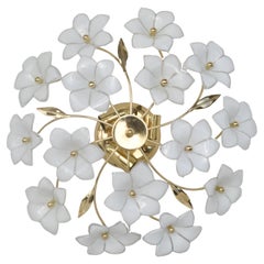Delicious Murano Ceiling Light White Flowers, 1970