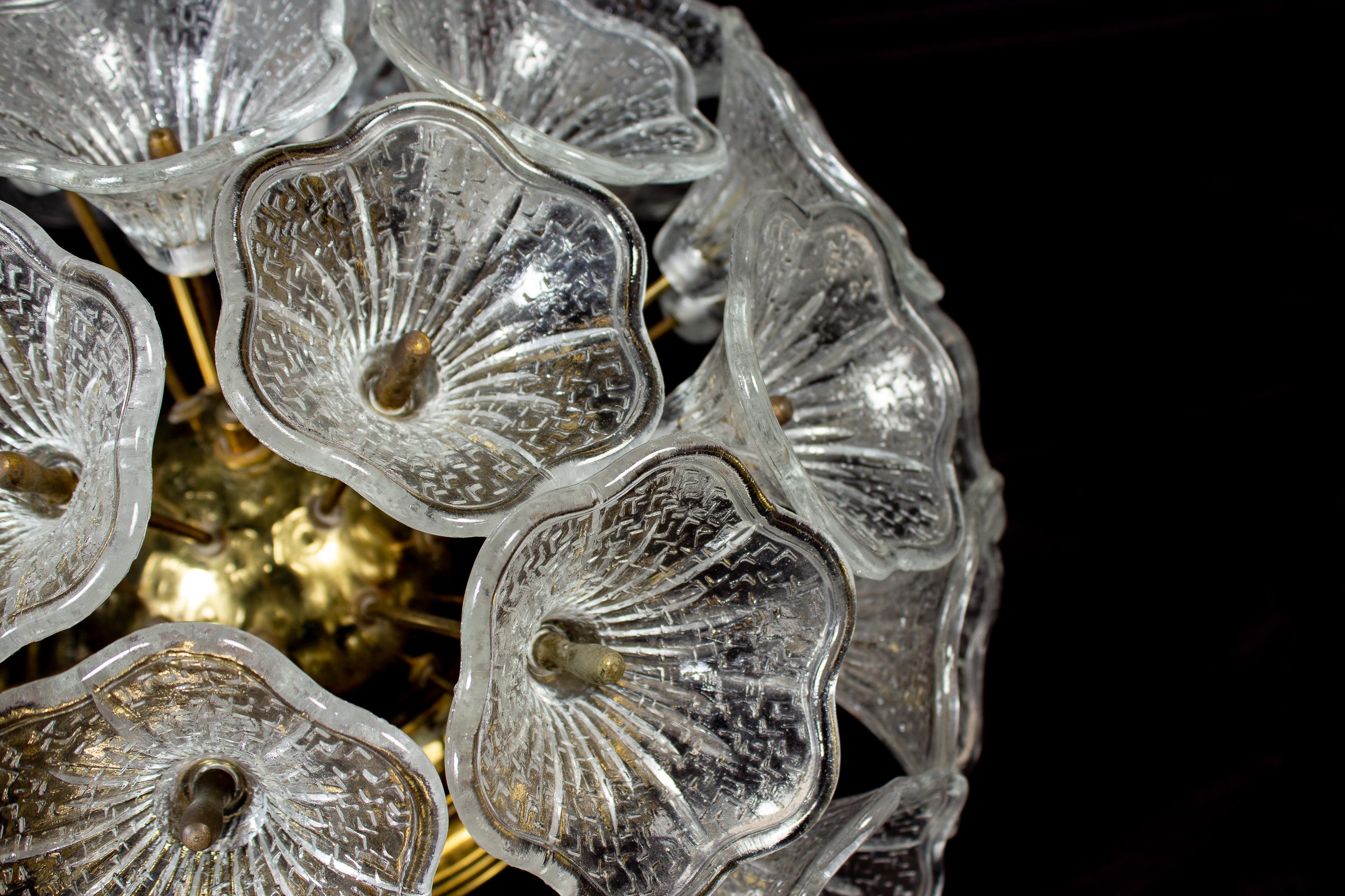 Amazing  Murano Glass Flower Flush Mount, Italy, 1960s For Sale 4