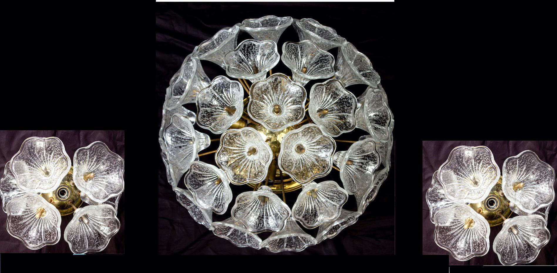 Amazing  Murano Glass Flower Flush Mount, Italy, 1960s For Sale 7