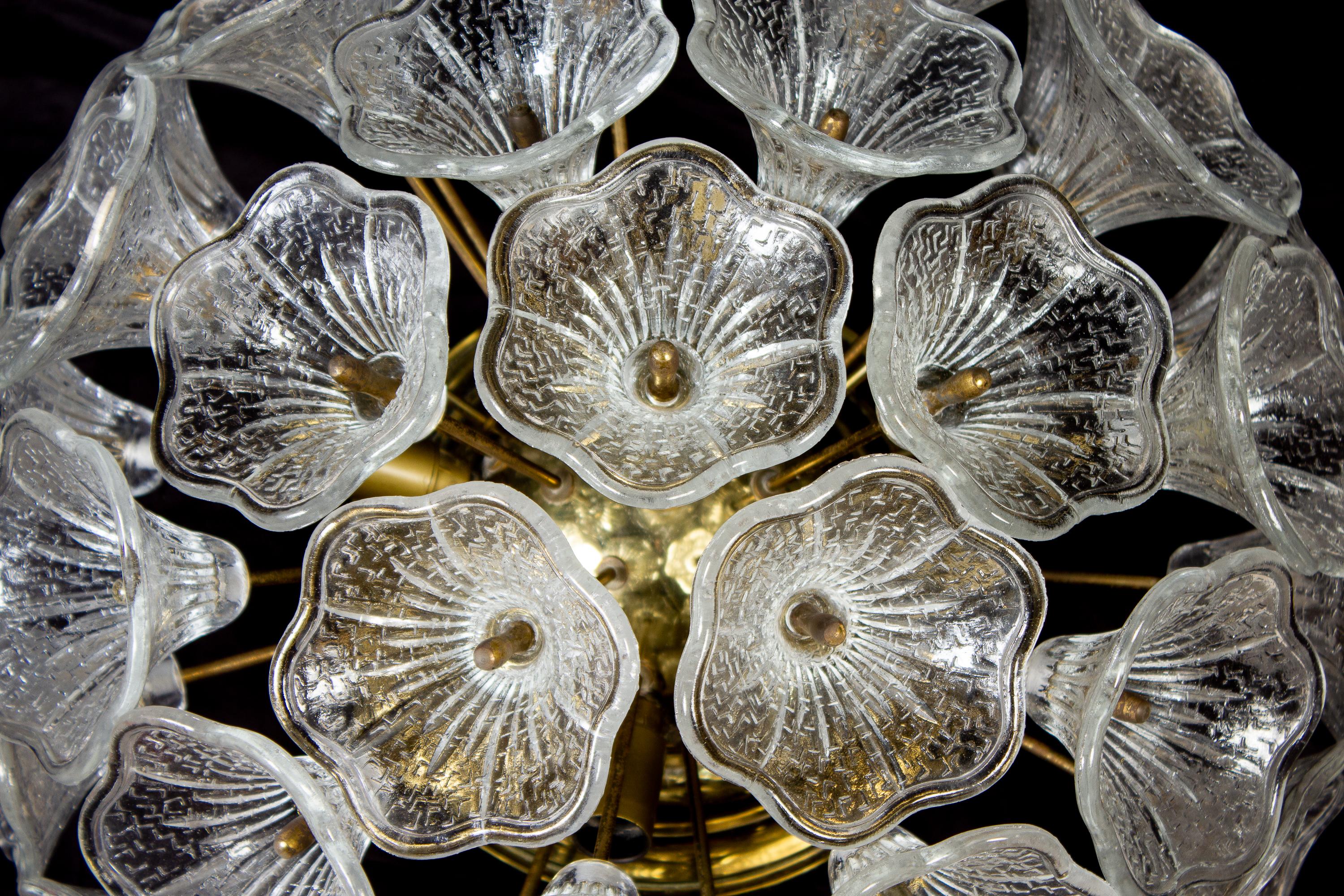 Mid-Century Modern Amazing  Murano Glass Flower Flush Mount, Italy, 1960s For Sale
