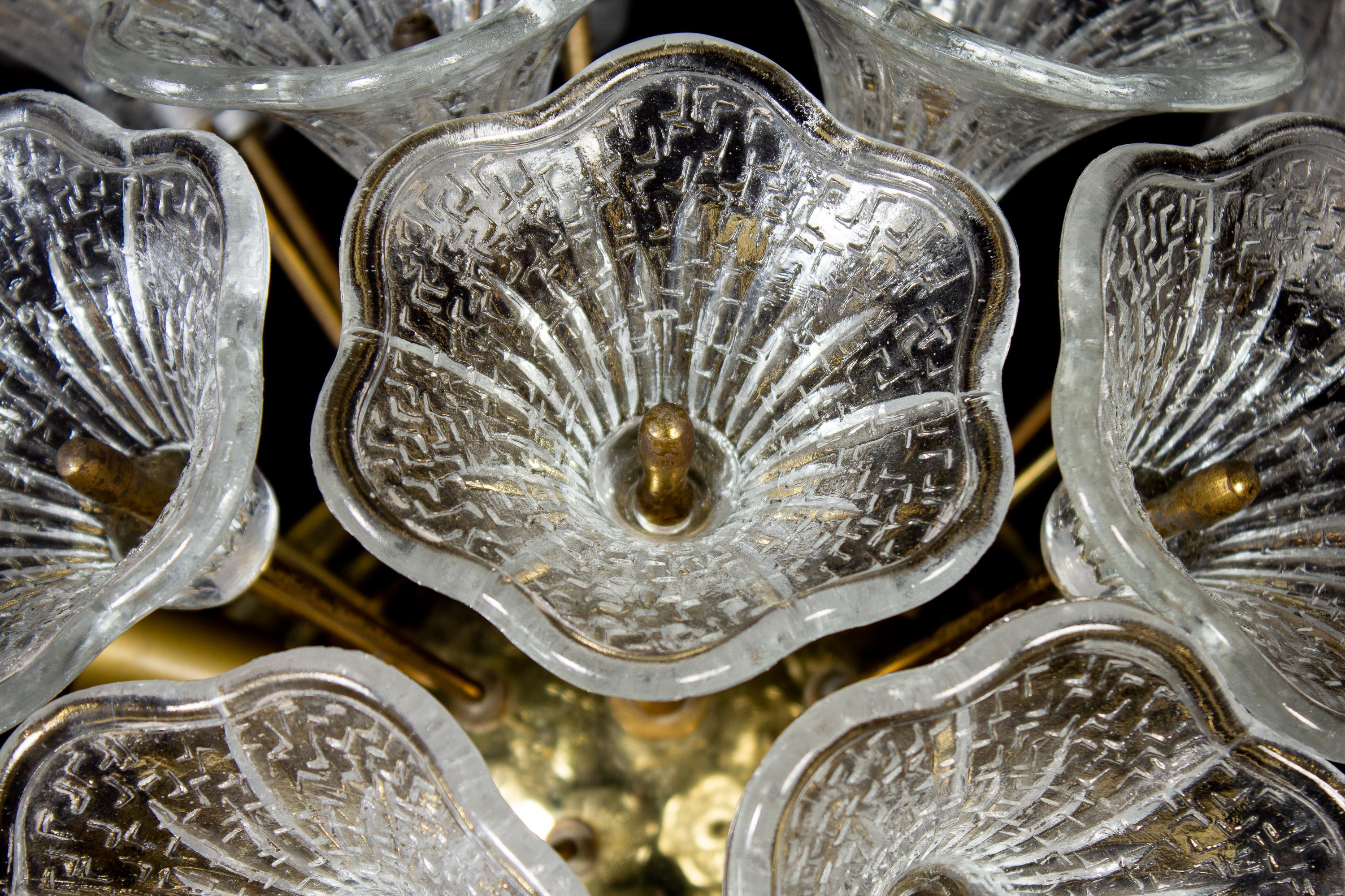 Verre brun Incroyable  Monture encastrée de fleurs en verre de Murano, Italie, années 1960 en vente