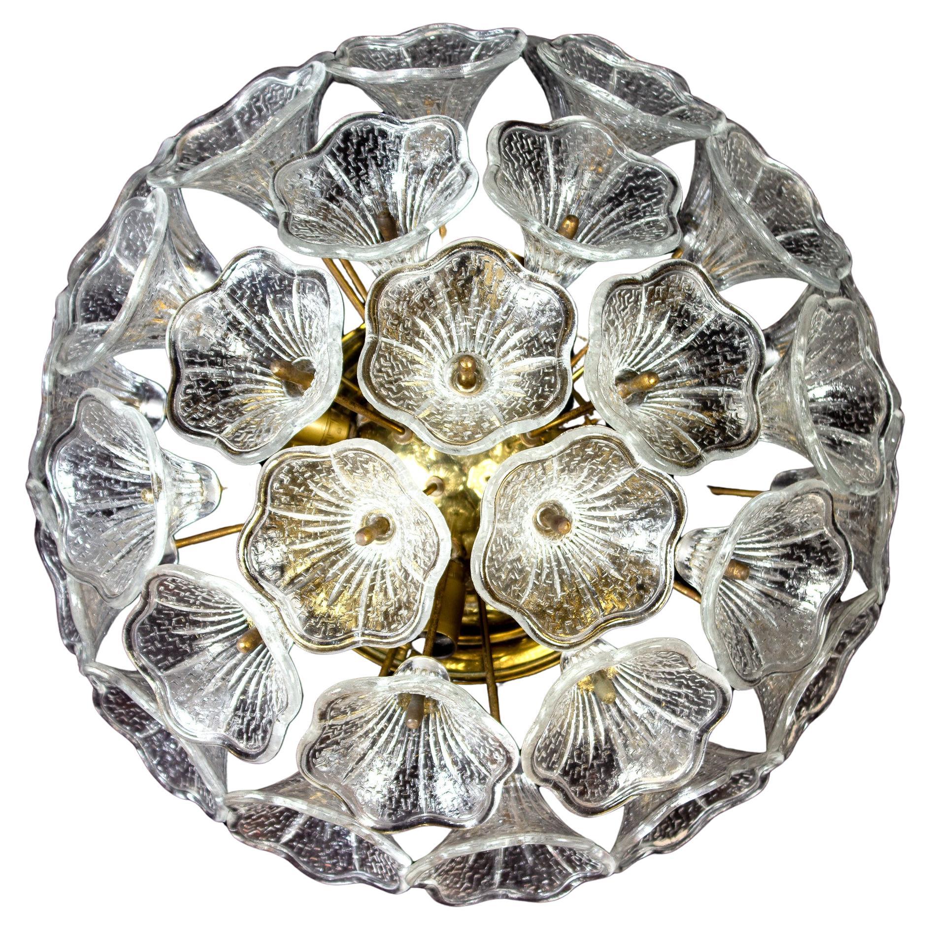 Amazing  Murano Glass Flower Flush Mount, Italy, 1960s For Sale
