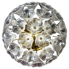 Incredibile  Plafoniera a fiore in vetro di Murano, Italia, anni '60