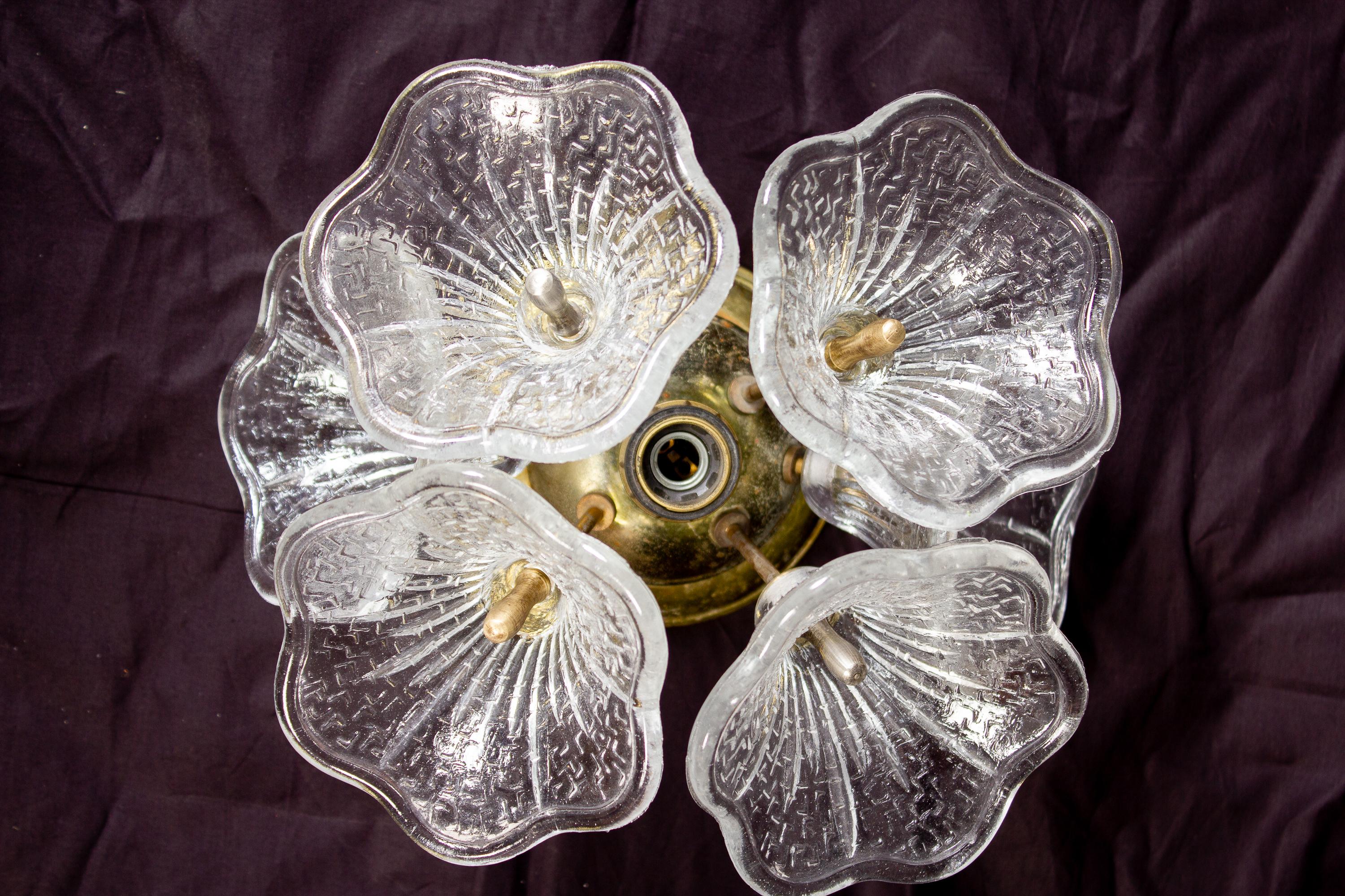 Mid-Century Modern Delicious Murano Glass Flower Flushmount, Italy, 1960s