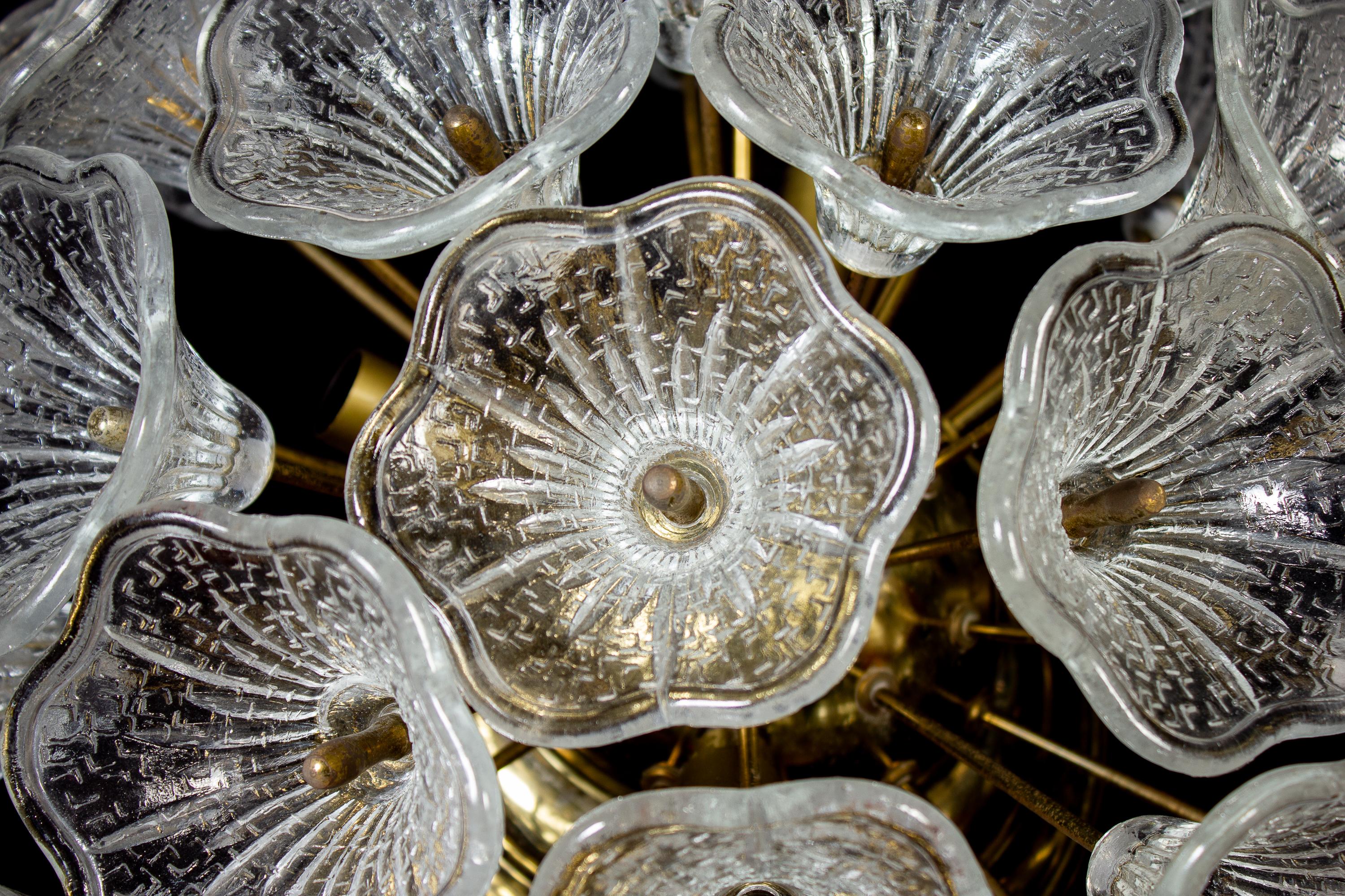 Blown Glass Delicious Murano Glass Flower Flushmount, Italy, 1960s