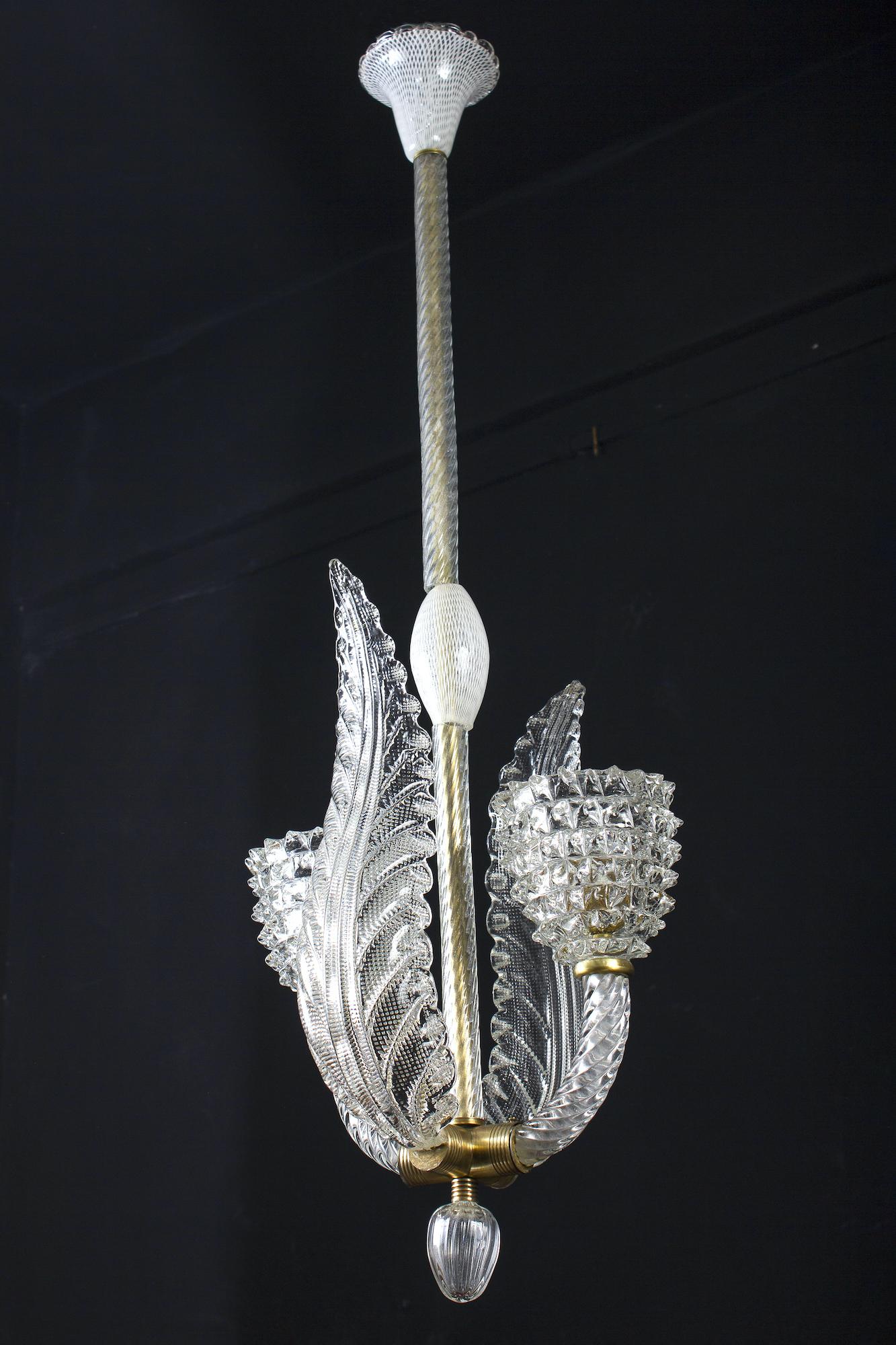 Delicious Murano Glass Pendant or Lantern by Ercole Barovier, 1930 For Sale 4