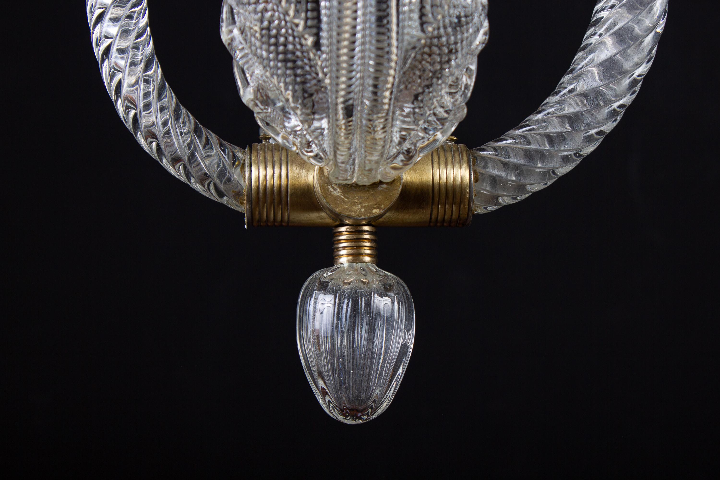 Delicious Murano Glass Pendant or Lantern by Ercole Barovier, 1930 For Sale 7