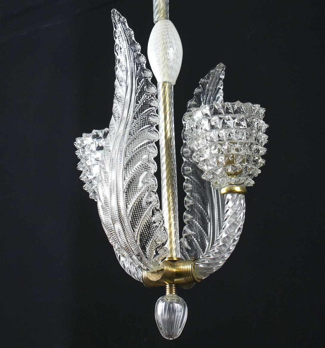 Delicious Murano Glass Pendant or Lantern by Ercole Barovier, 1930 For Sale 8