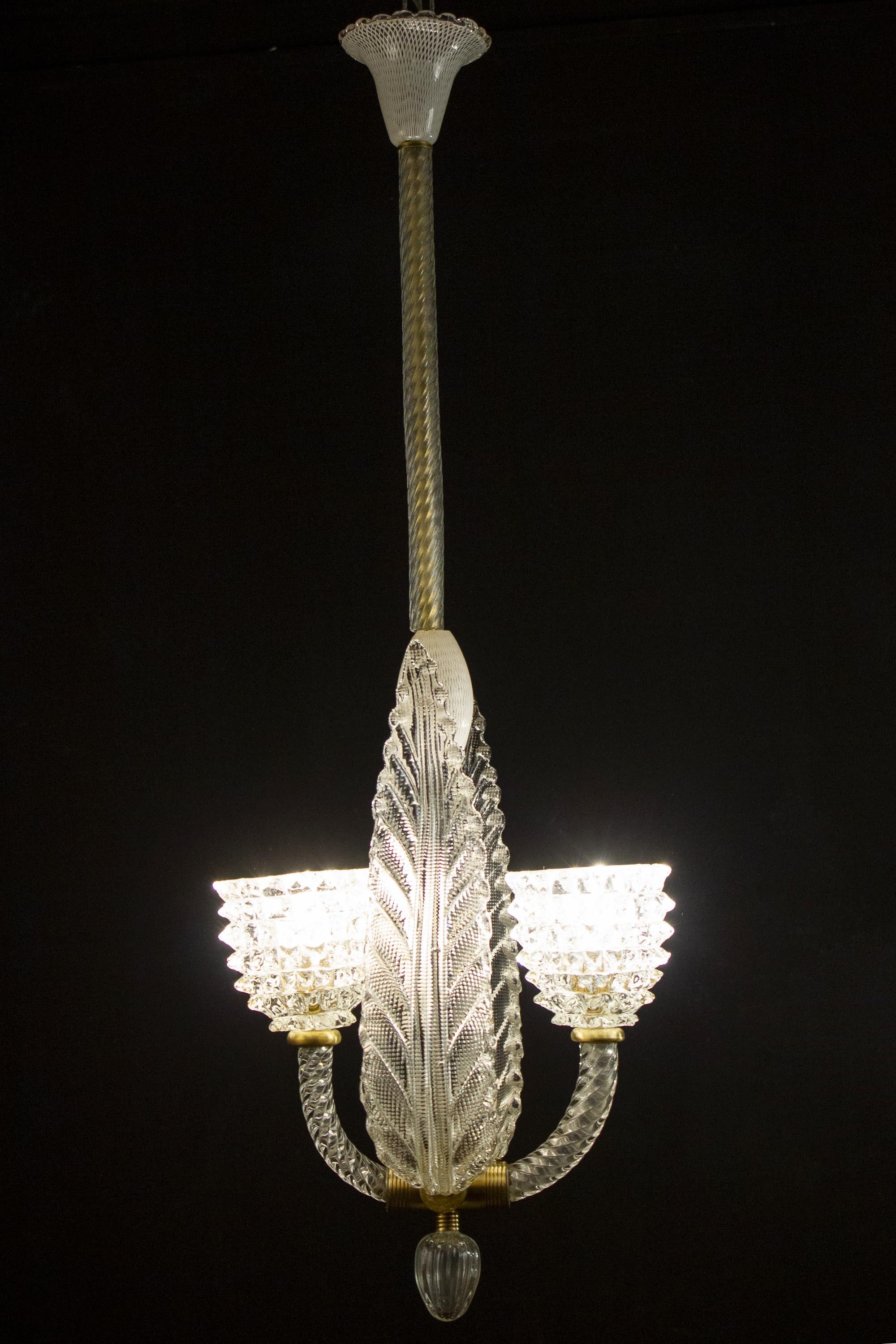 Delicious Murano Glass Pendant or Lantern by Ercole Barovier, 1930 In Excellent Condition For Sale In Rome, IT