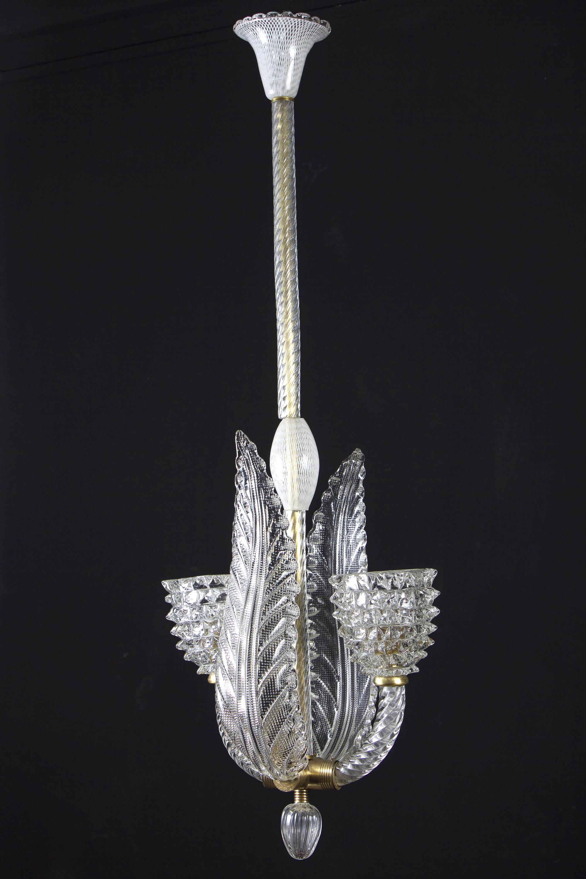 Delicious Murano Glass Pendant or Lantern by Ercole Barovier, 1930 For Sale 3