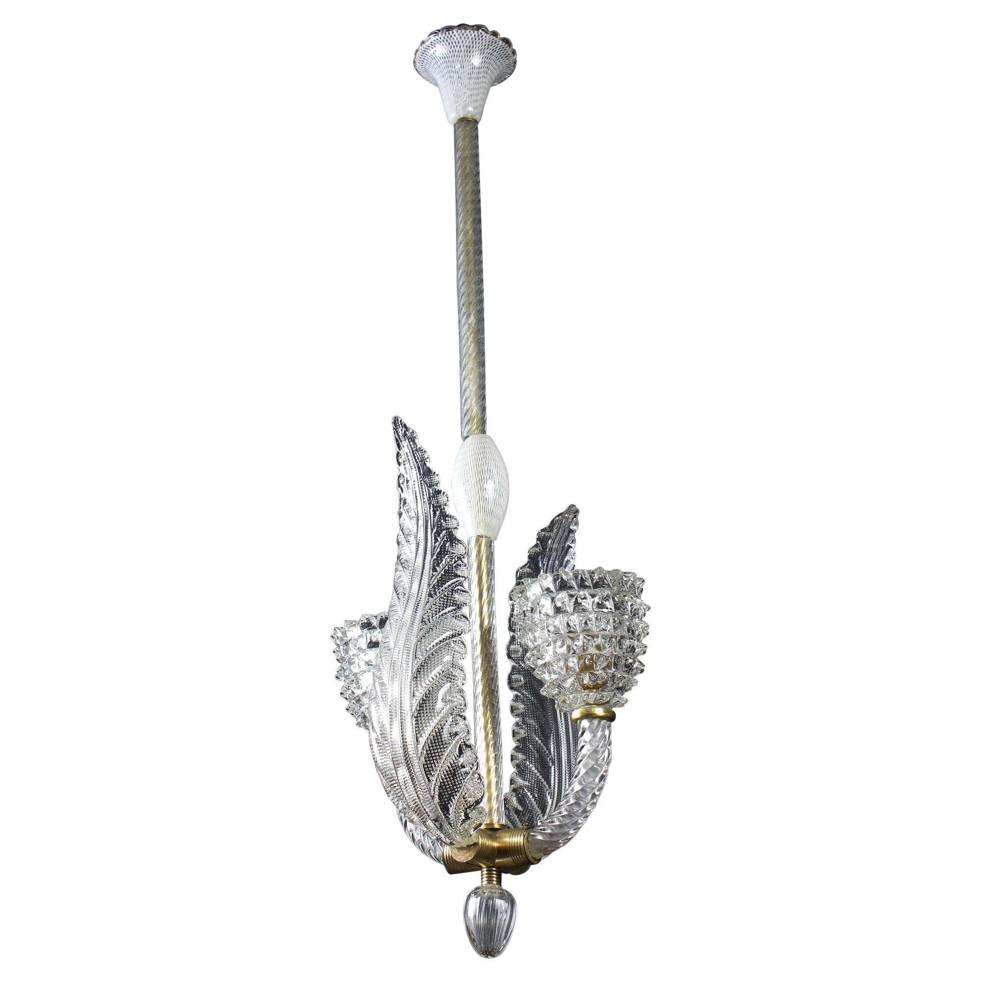 Délicieux pendentif ou lanterne en verre de Murano par Ercole Barovier, 1930