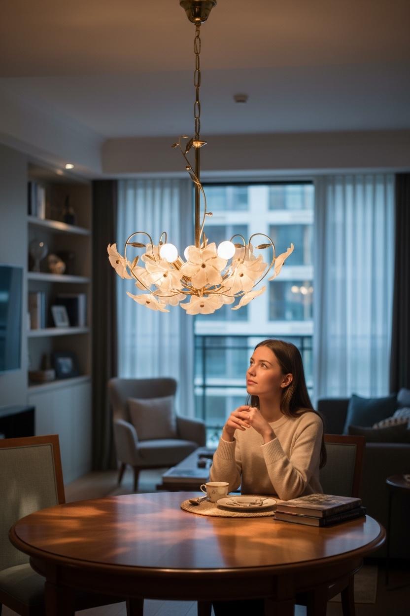 Köstlicher Murano Vintage-Kronleuchter mit Blumen aus weißem Glas, 1970er Jahre im Angebot 1